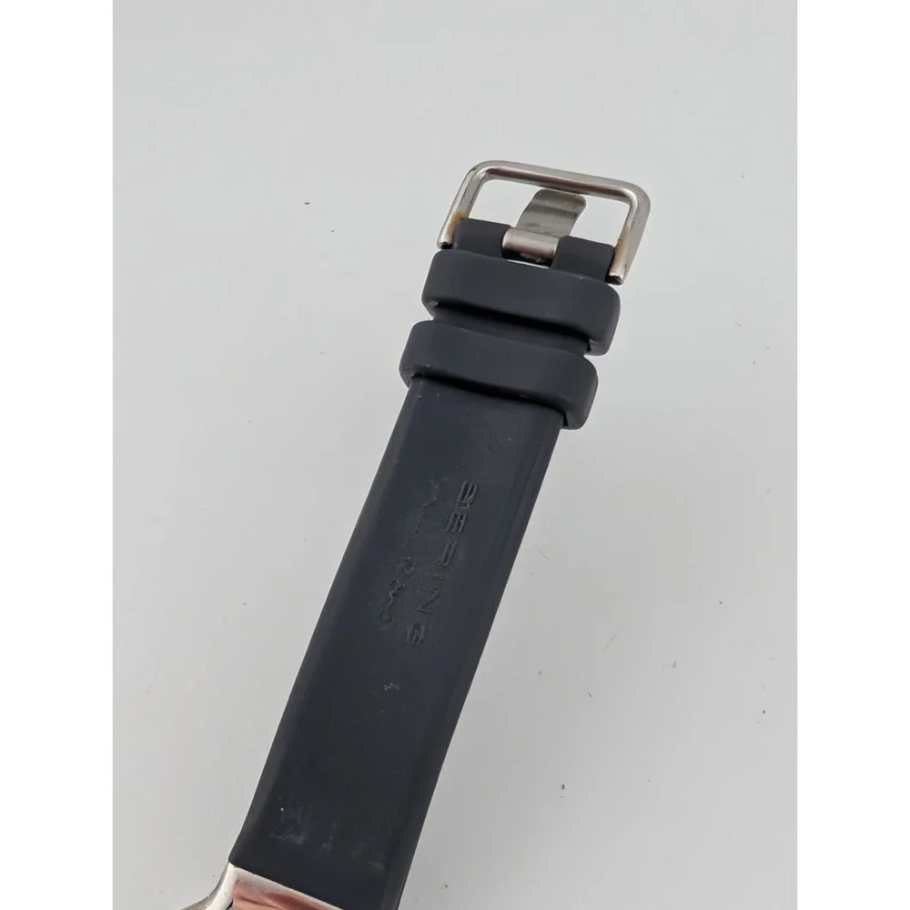 Bering Max Rene Watch Women 31mm Silver Case Gray Silicone Band-‎ New Battery